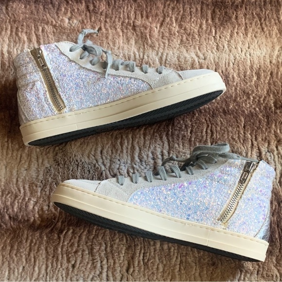 P448 Skate High-Top Sneaker White Glitter - Picture 2 of 13